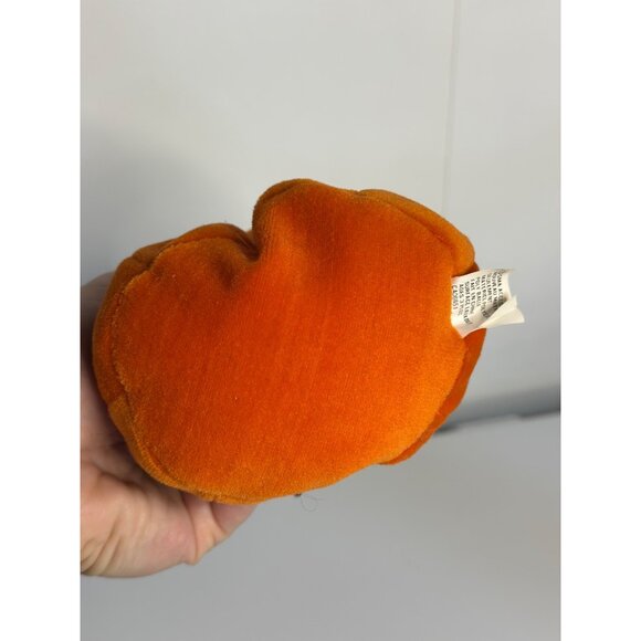 VTG Happy Halloween Floppy Friends Pumpkin Plush Toy Orange Green Stem 6" - Picture 6 of 8